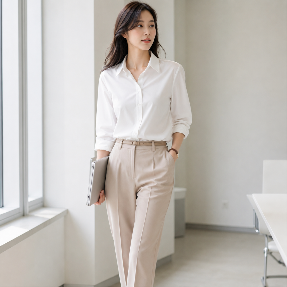 셀러크루 여성 여름 오피스 블라우스 스판 셔츠 출근룩 면접룩 기본 남방
